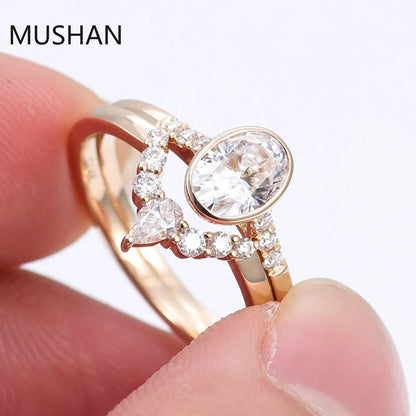 MUSHAN Luxury Custom 14K 18K Gold Rings Band Jewelry With Moissanite Diamond Lab Grown Gemstones Diamond Wedding Ring For Women