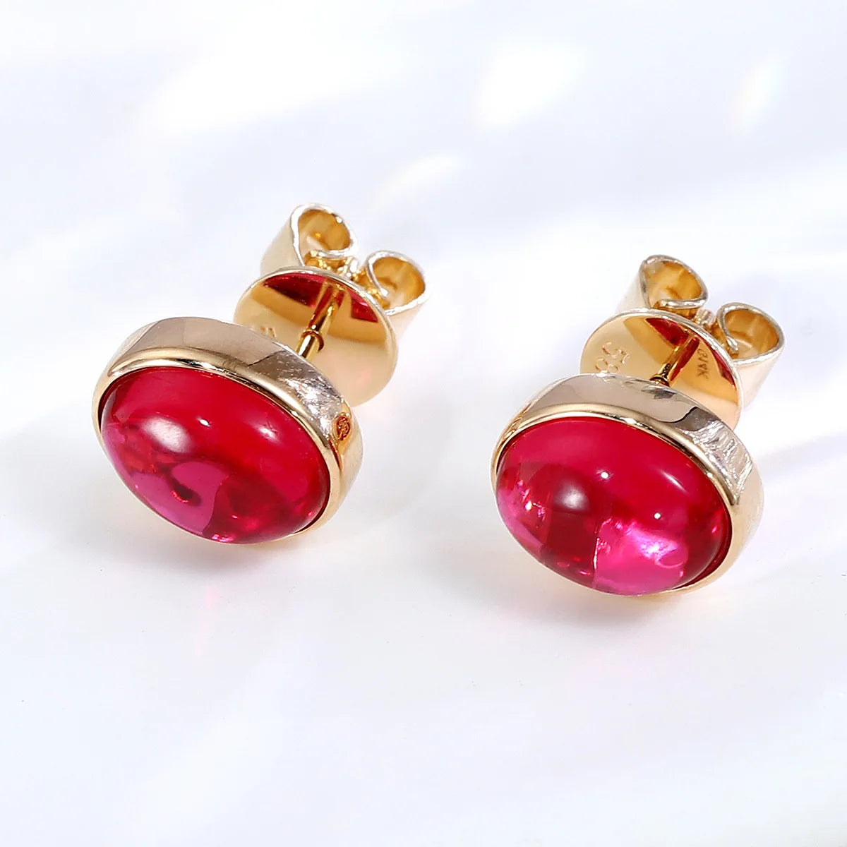 MUSHAN Custom Jewelry 10k 14k 18k Gold Stud Earrings Luxury Lab Grown Ruby Women Wedding Anniversary Earrings Stud Ear Pin Jewel