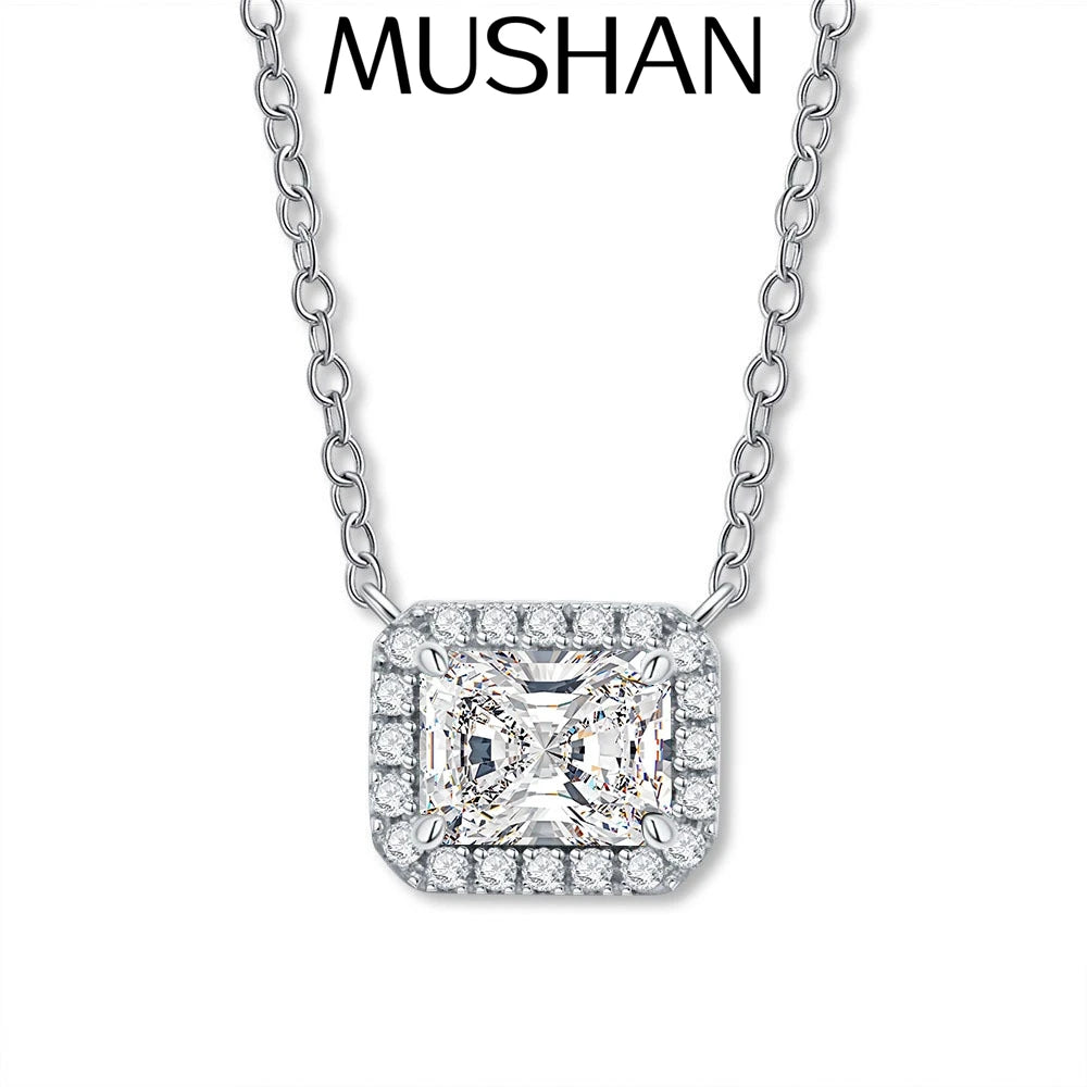 MuShan Designer Jewelry 925 Sterling Silver Rope Chain Cushion Moissanite Ladies 18K Real Gold Plated MST Patent Easter Necklace
