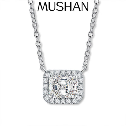 MuShan Designer Jewelry 925 Sterling Silver Rope Chain Cushion Moissanite Ladies 18K Real Gold Plated MST Patent Easter Necklace