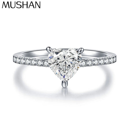 MuShan Designer Jewelry 925 Sterling Silver Ring Moissanite Elegant Ring for Girlfriend 18K Gold Plated MST Patent GRA Rings