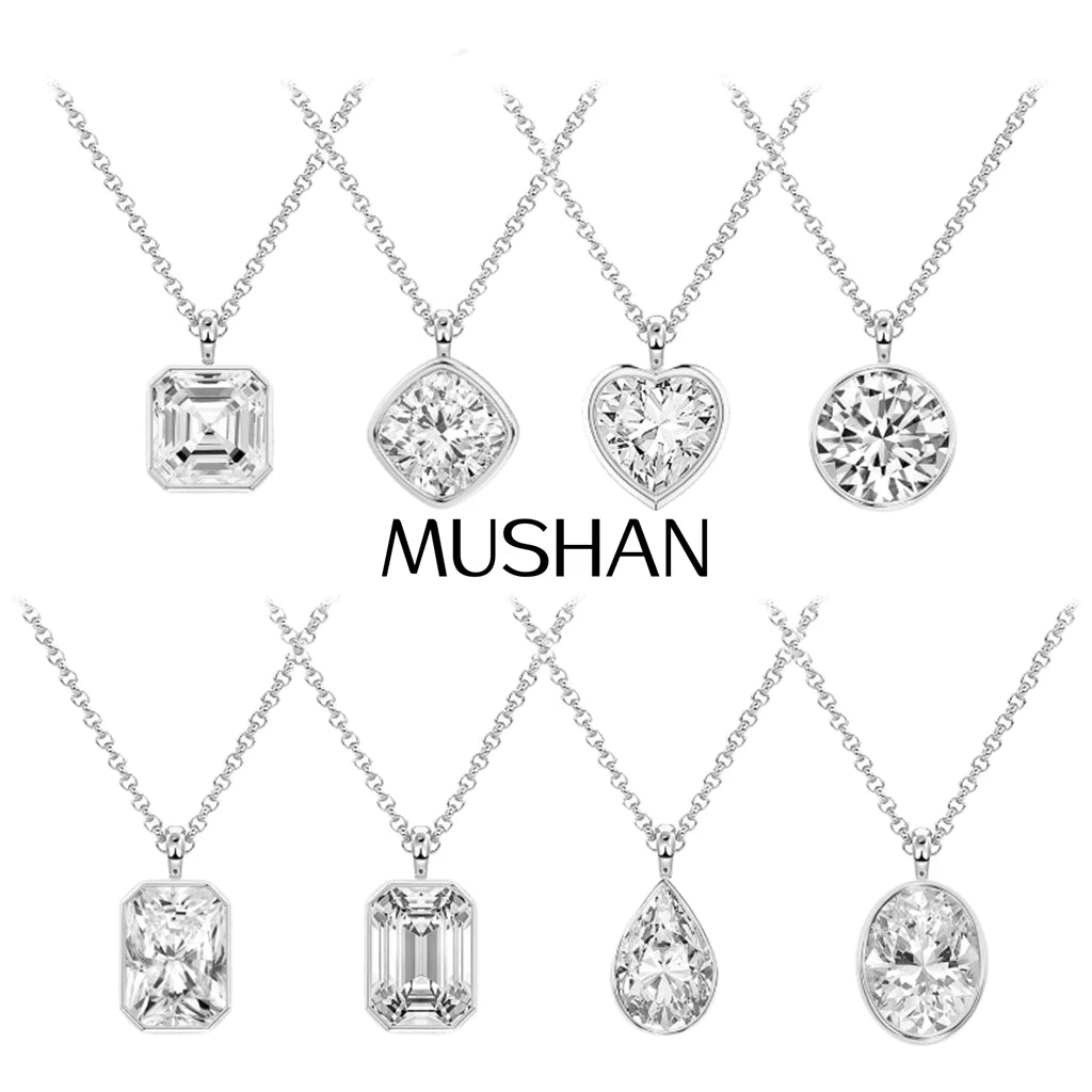 MUSHAN Bespoke Jewelry 925 Sterling Silver Necklace Moissanite D Color VVS1 Designer Sparkle Prom Noble Pendants Diamond
