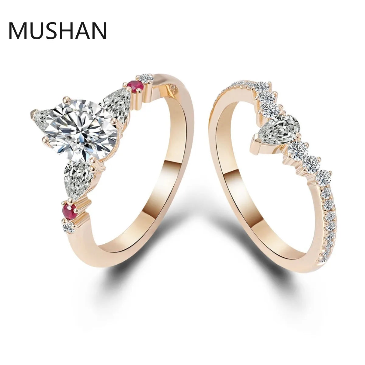 MUSHAN Luxury Custom 14K 18K Gold Rings Band Jewelry With Moissanite Diamond Lab Grown Gemstones Diamond Wedding Ring For Women