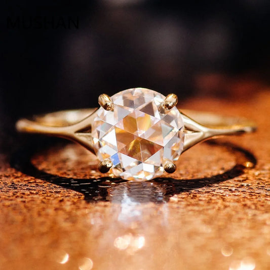 MUSHAN Luxury Custom Luxury Women 14K 18K Gold Rings Band Jewelry With Moissanite Diamond Party Bridal Gift Wedding Ring Jewelry