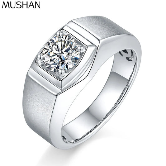 MuShan Designer Jewelry 925 Sterling Silver Ring VVS Moissanite Birthday Ring for Partner 18K Gold Plated MST Patent Jewellery