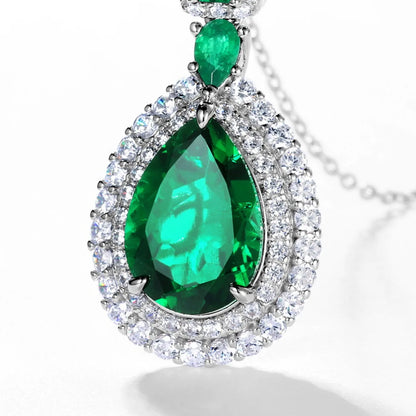 MUSHAN Luxury Jewelry 925 Sterling Silver Chain Pendant Necklace Lab Grown Emerald Ruby Gemstones Necklaces Pendants GRC Jewelry