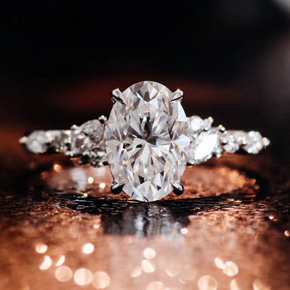 MUSHAN Luxury Custom 14K 18K Gold Rings Band Jewelry With Moissanite Diamond Lab Grown Gemstones Diamond Wedding Ring For Women