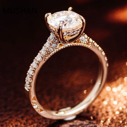 MUSHAN Luxury Custom 14K 18K Gold Rings Band Jewelry With Moissanite Diamond Lab Grown Gemstones Diamond Wedding Ring For Women