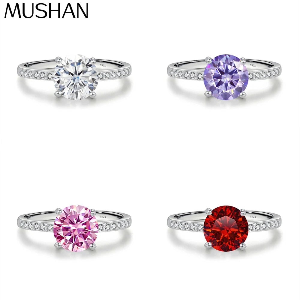 MuShan Jewelry 925 Sterling Silver Ring Wedding Band High Carbon Diamond Vintage Style Modern Style Women Rings Fine Jewelry