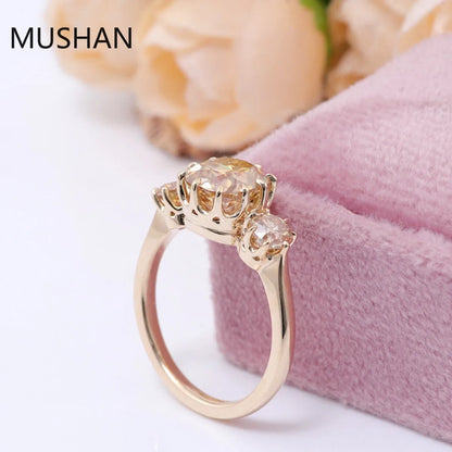 MUSHAN Luxury Custom 14K 18K Gold Rings Band Jewelry With Moissanite Diamond Lab Grown Gemstones Diamond Wedding Ring For Women