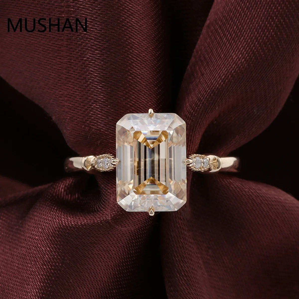 MUSHAN Luxury Custom 14K 18K Gold Rings Band Jewelry With Moissanite Diamond Lab Grown Gemstones Diamond Wedding Ring For Women