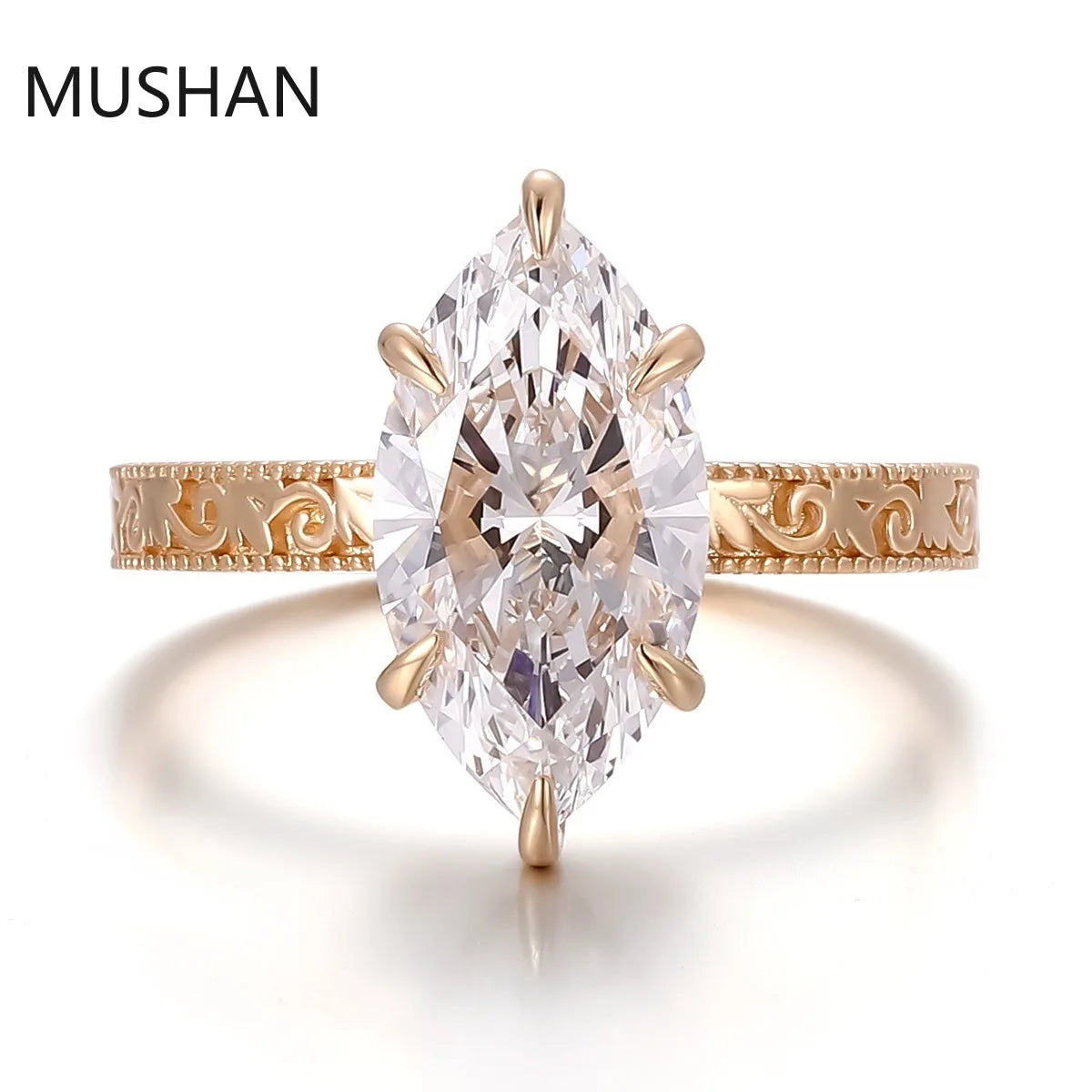 MUSHAN Luxury Custom 14K 18K Gold Rings Band Jewelry With Moissanite Diamond Lab Grown Gemstones Diamond Wedding Ring For Women