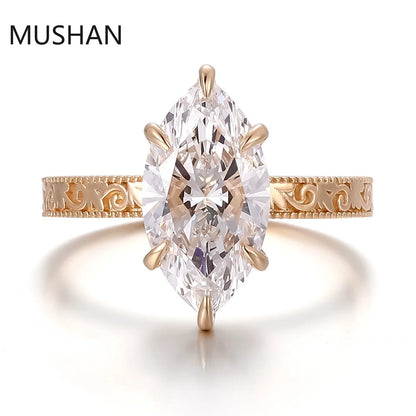 MUSHAN Luxury Custom 14K 18K Gold Rings Band Jewelry With Moissanite Diamond Lab Grown Gemstones Diamond Wedding Ring For Women