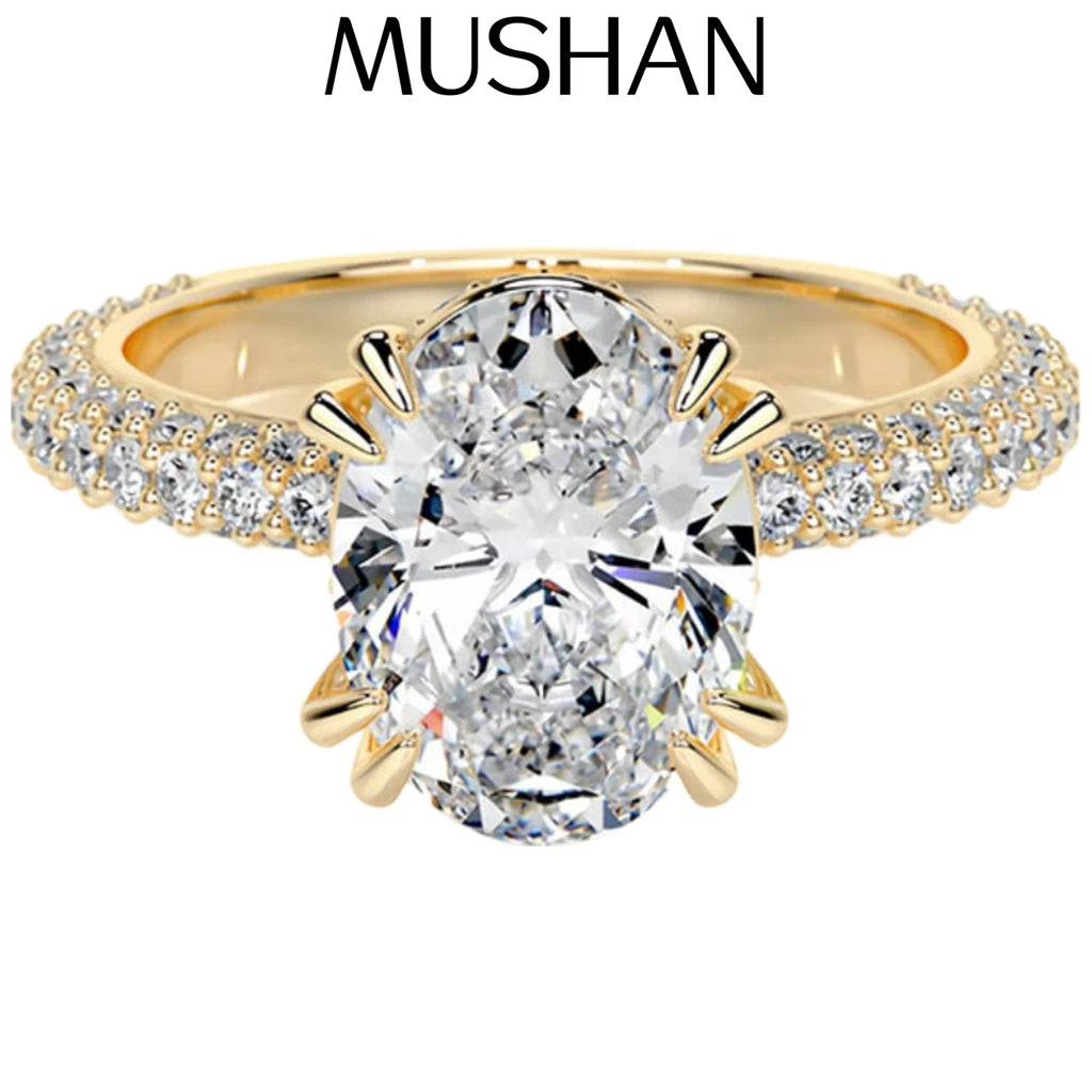 MUSHAN Custom Jewelry 925 Sterling Silver Ring Moissanite D Color VVS1 Fine Bride Lady Brilliant Rings Diamond Accessories