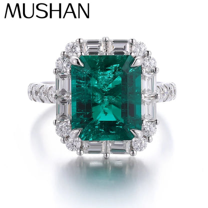 MUSHAN Custom Jewelry 10k 14k 18k Gold Platinum PT950 s925 Silver Ring 5ct Lab Grown Emerald Wedding Ring Women 18K Gold Jewelry