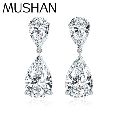 MuShan Brand Jewelry 12ct Moissanite Water Drop Earrings For Women 925 Sterling Silver 12Carat Moissanite Diamond Stud Earrings