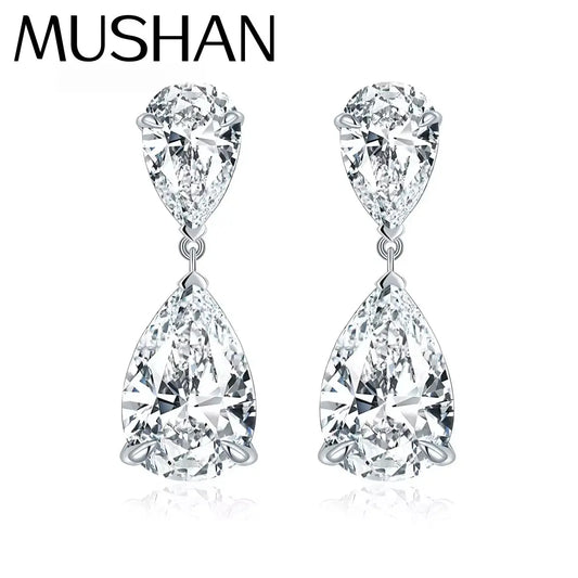 MuShan Brand Jewelry 12ct Moissanite Water Drop Earrings For Women 925 Sterling Silver 12Carat Moissanite Diamond Stud Earrings