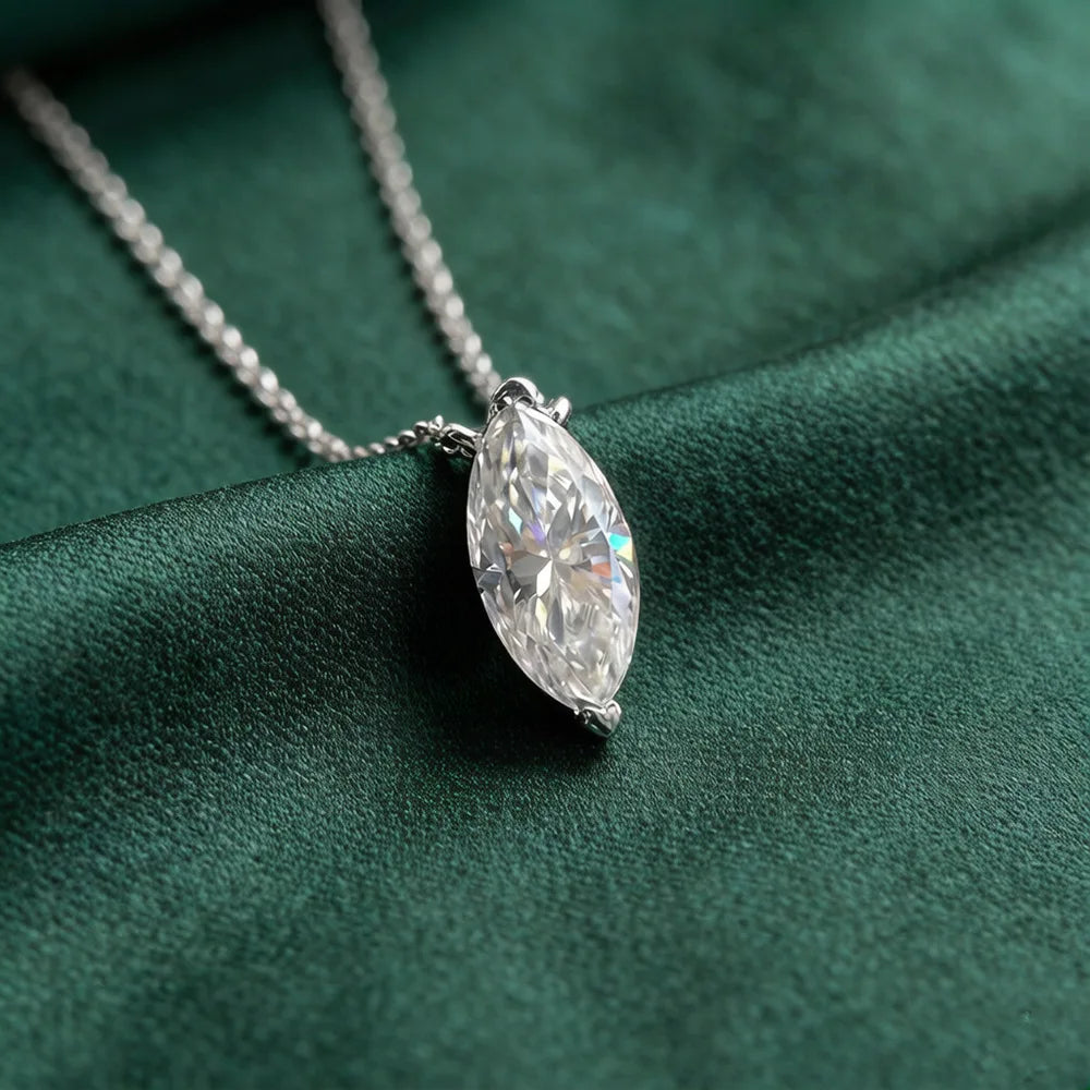 MuShan Luxury Jewelry 925 Sterling Silver Necklace 18IN Heart Moissanite Easter 18K Gold Plated for Her MST Patent 18INs