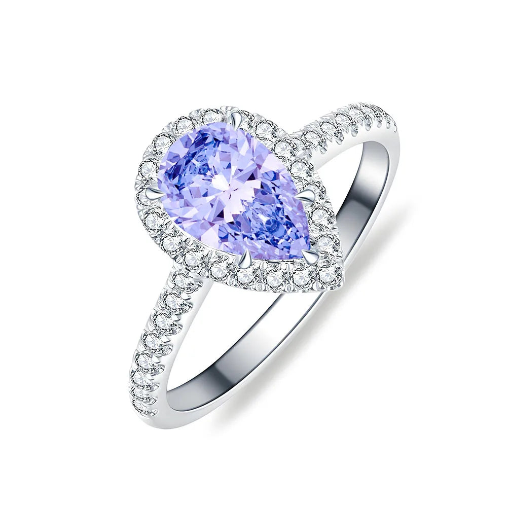 MuShan Jewelry 925 Sterling Silver Rings CMA Certificate Water Drop HCD Gemstones Emerald Sapphire Women Ring Band Fine Jewelry