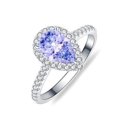 MuShan Jewelry 925 Sterling Silver Rings CMA Certificate Water Drop HCD Gemstones Emerald Sapphire Women Ring Band Fine Jewelry