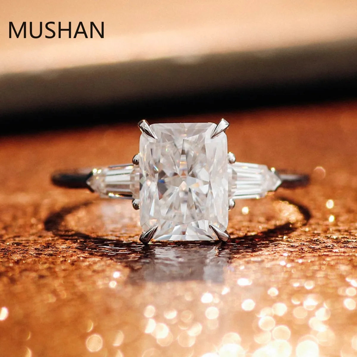 MUSHAN Luxury Custom 14K 18K Gold Rings Band Jewelry With Moissanite Diamond Lab Grown Gemstones Diamond Wedding Ring For Women