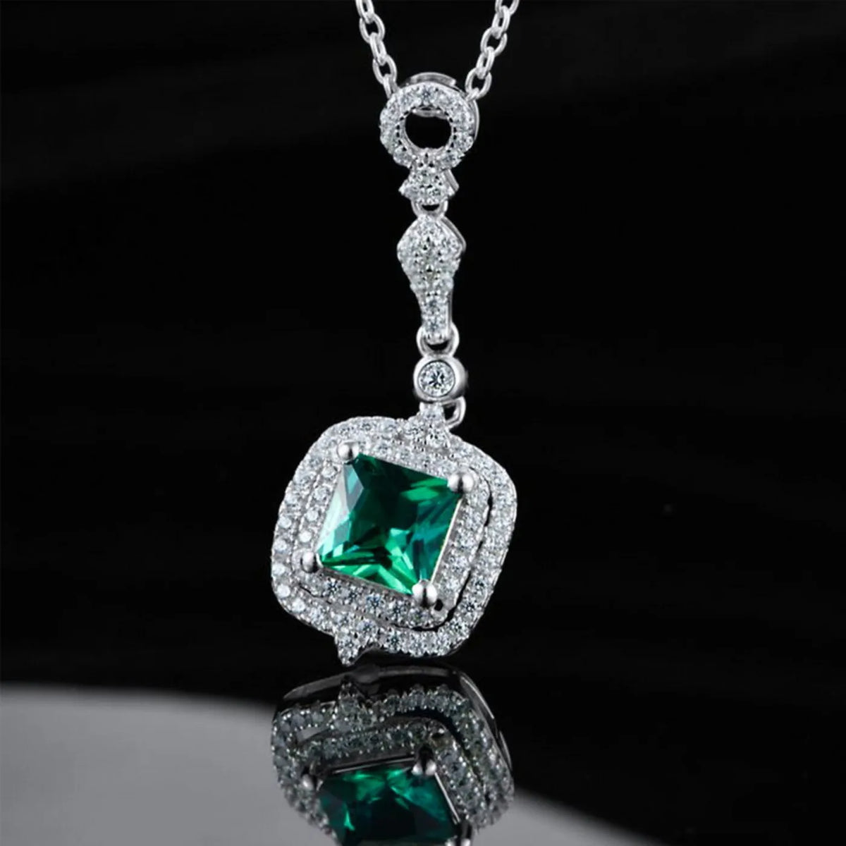 MUSHAN Luxury Jewelry 925 Sterling Silver Chain Pendant Necklace Lab Grown Emerald Ruby Gemstones Necklaces Pendants GRC Jewelry