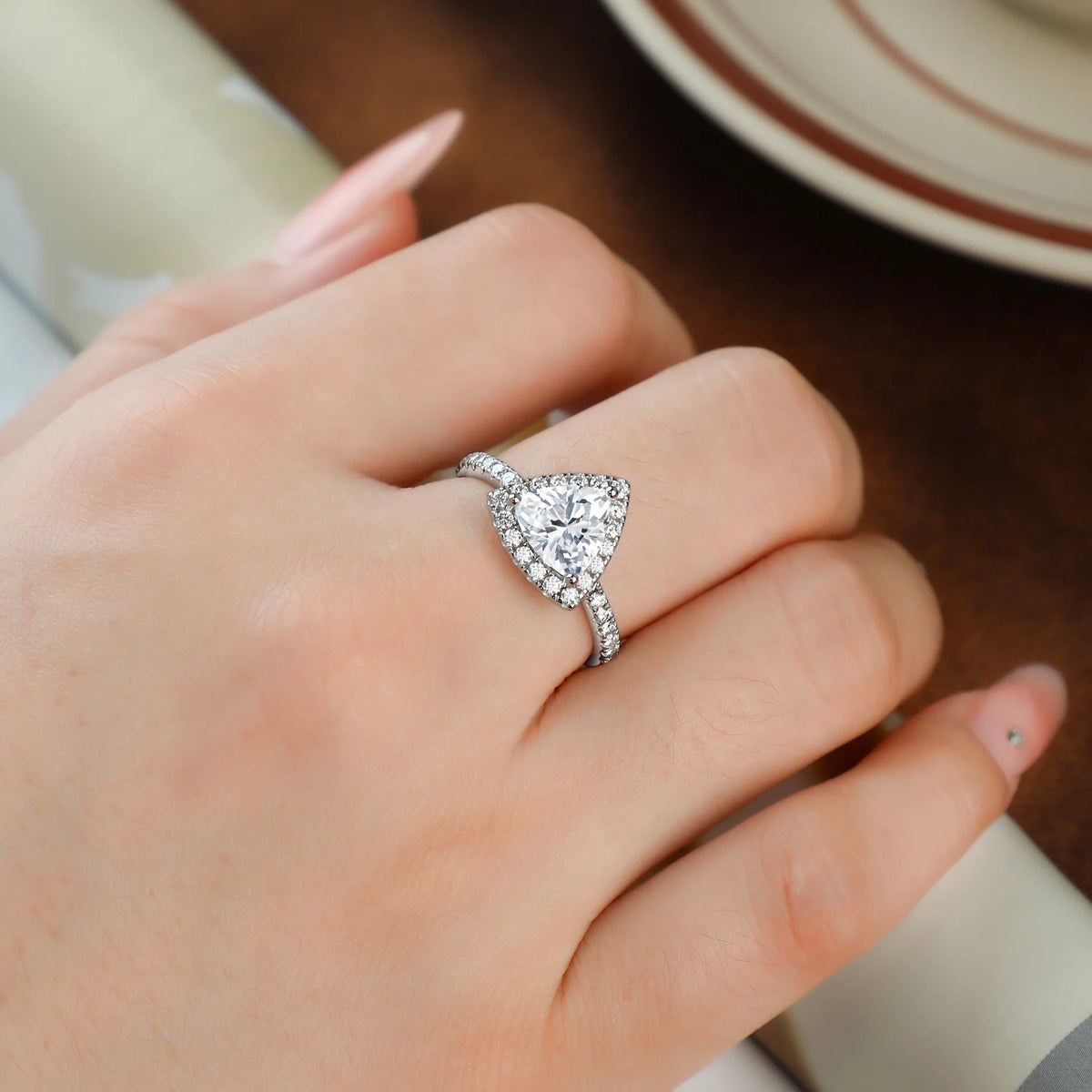 Bague MuShan en argent sterling 925 avec zircon de qualité 7A, taille marquise, bague de promesse pour femme, plaqué or véritable, bijou de haute qualité