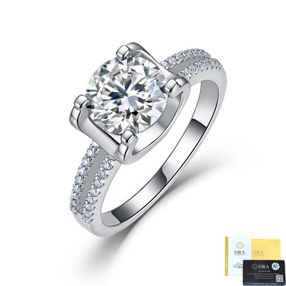 Anillo de lujo MUSHAN de plata de ley 925 para mujer, con diamante de moissanita color D y esmeralda, certificado por GRA, joyería fina