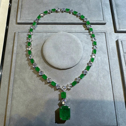 MUSHAN Luxury Jewelry 62 Carat Emerald Necklace Pendant For Women 925 Sterling Silver Necklaces Gemstones Pendants Fine Jewelry