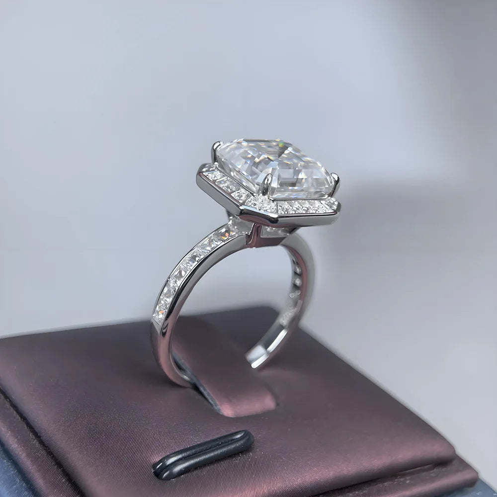 Anillo de lujo MUSHAN de plata de ley 925 con moissanita VVS, anillo casual para esposa, chapado en oro auténtico de 18K, anillos con patente MST