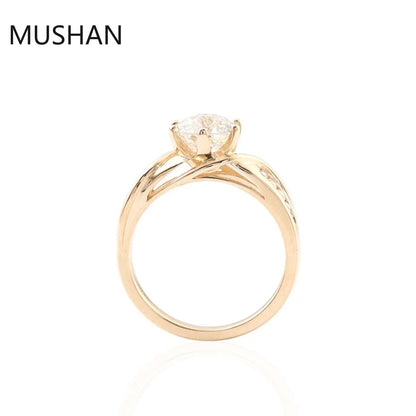 MUSHAN Luxury Custom 14K 18K Gold Rings Band Jewelry With Moissanite Diamond Lab Grown Gemstones Diamond Wedding Ring For Women