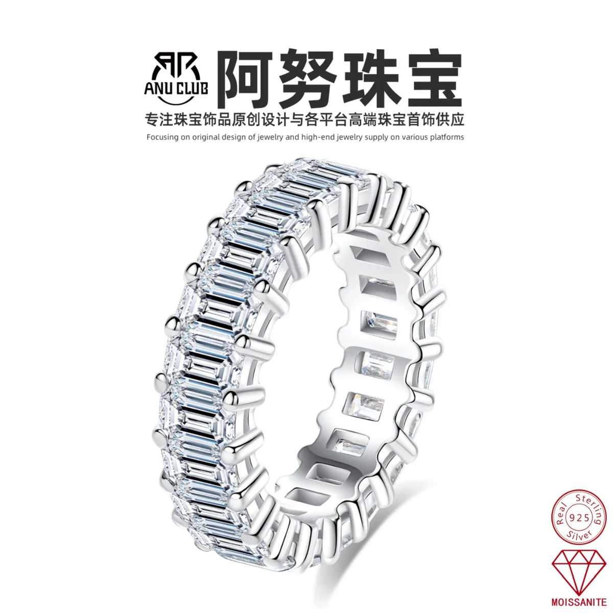 MUHAN Luxury Jewelry  925 Sterling Silver Ring Wedding Band  Women GRA Certificate Moissanite Diamond Rings D Color Fine Jewelry