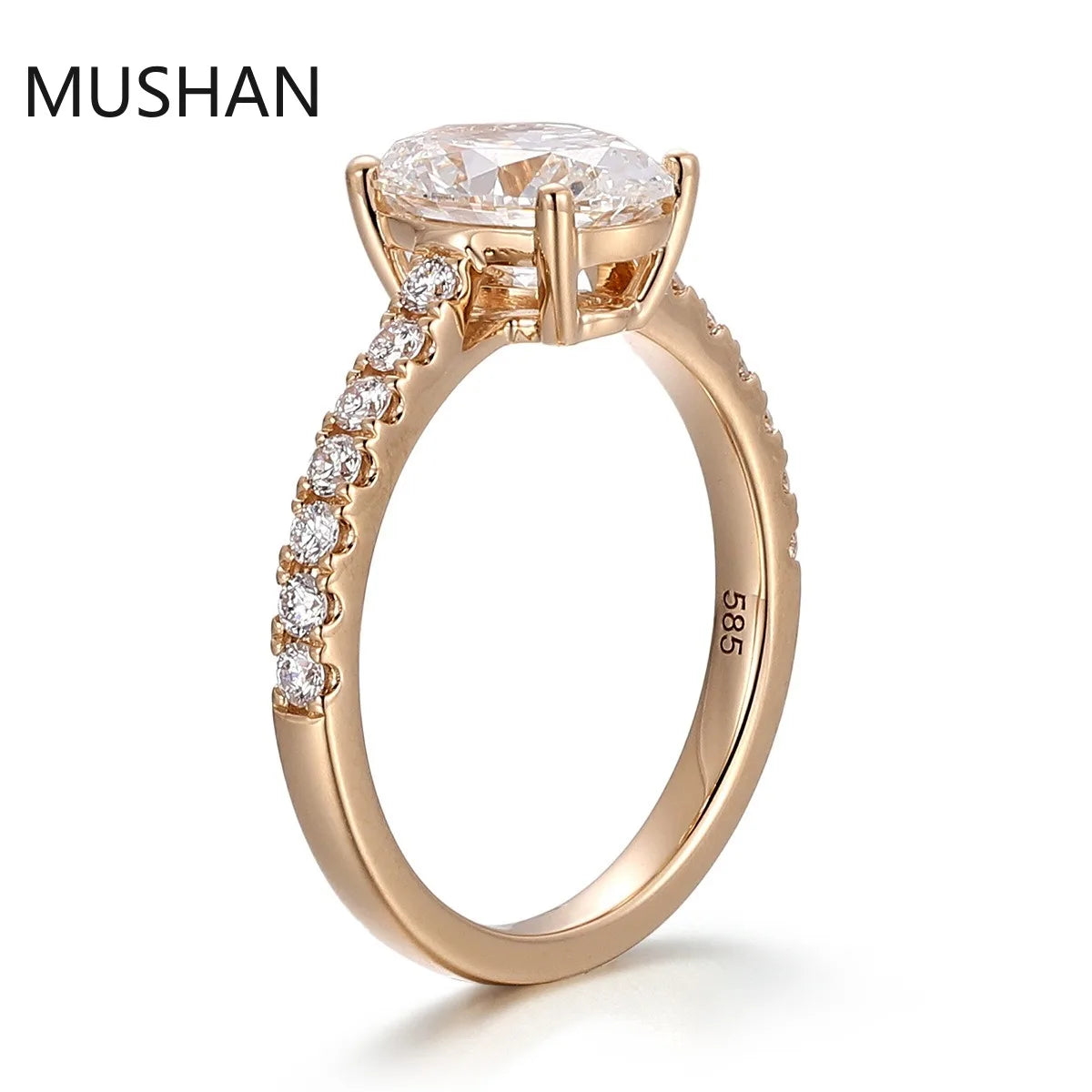 MUSHAN Luxury Custom 14K 18K Gold Rings Band Jewelry With Moissanite Diamond Lab Grown Gemstones Diamond Wedding Ring For Women