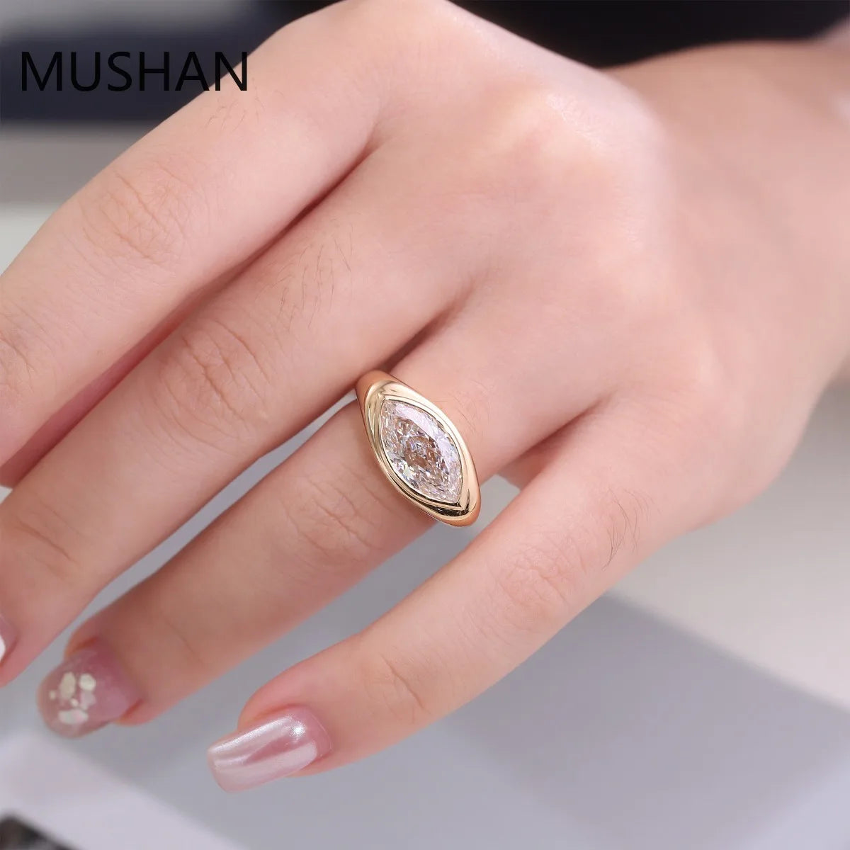MUSHAN Luxury Custom 14K 18K Gold Rings Band Jewelry With Moissanite Diamond Lab Grown Gemstones Diamond Wedding Ring For Women