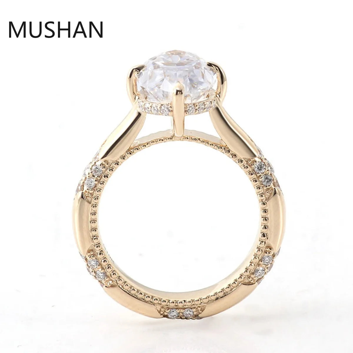 MUSHAN Luxury Custom 14K 18K Gold Rings Band Jewelry With Moissanite Diamond Lab Grown Gemstones Diamond Wedding Ring For Women