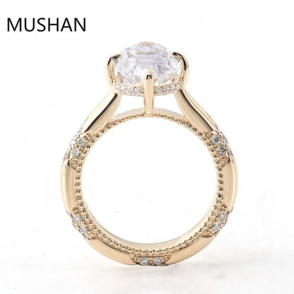 MUSHAN Luxury Custom 14K 18K Gold Rings Band Jewelry With Moissanite Diamond Lab Grown Gemstones Diamond Wedding Ring For Women