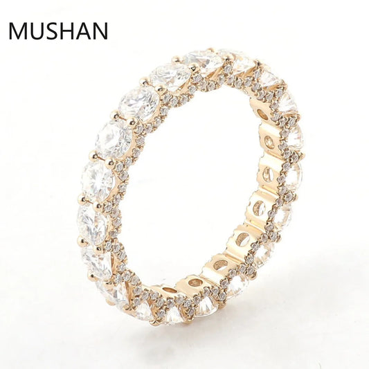 MUSHAN Luxury Custom 14K 18K Gold Rings Band Jewelry With Moissanite Diamond Lab Grown Gemstones Diamond Wedding Ring For Women