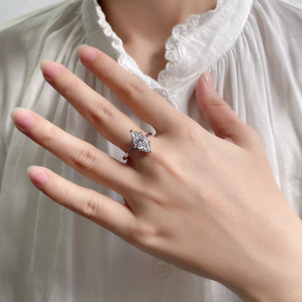 MUSHAN Luxury Jewelry 925 Sterling Silver Ring Band Women GRA Certificated Moissanite Diamond Emerald D Color Rings Fine Jewelry