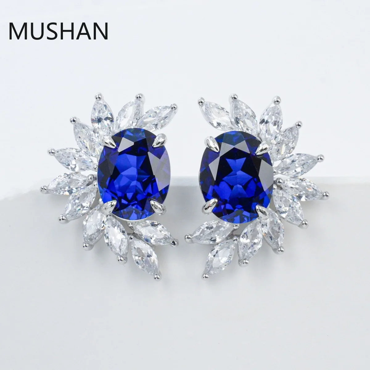 MUSHAN Luxury Jewelry S 925 Sterling Silver Stud Earrings Women GRC Certificated Lab Grown Emerald Earrings Stud Ear Pin Jewelry