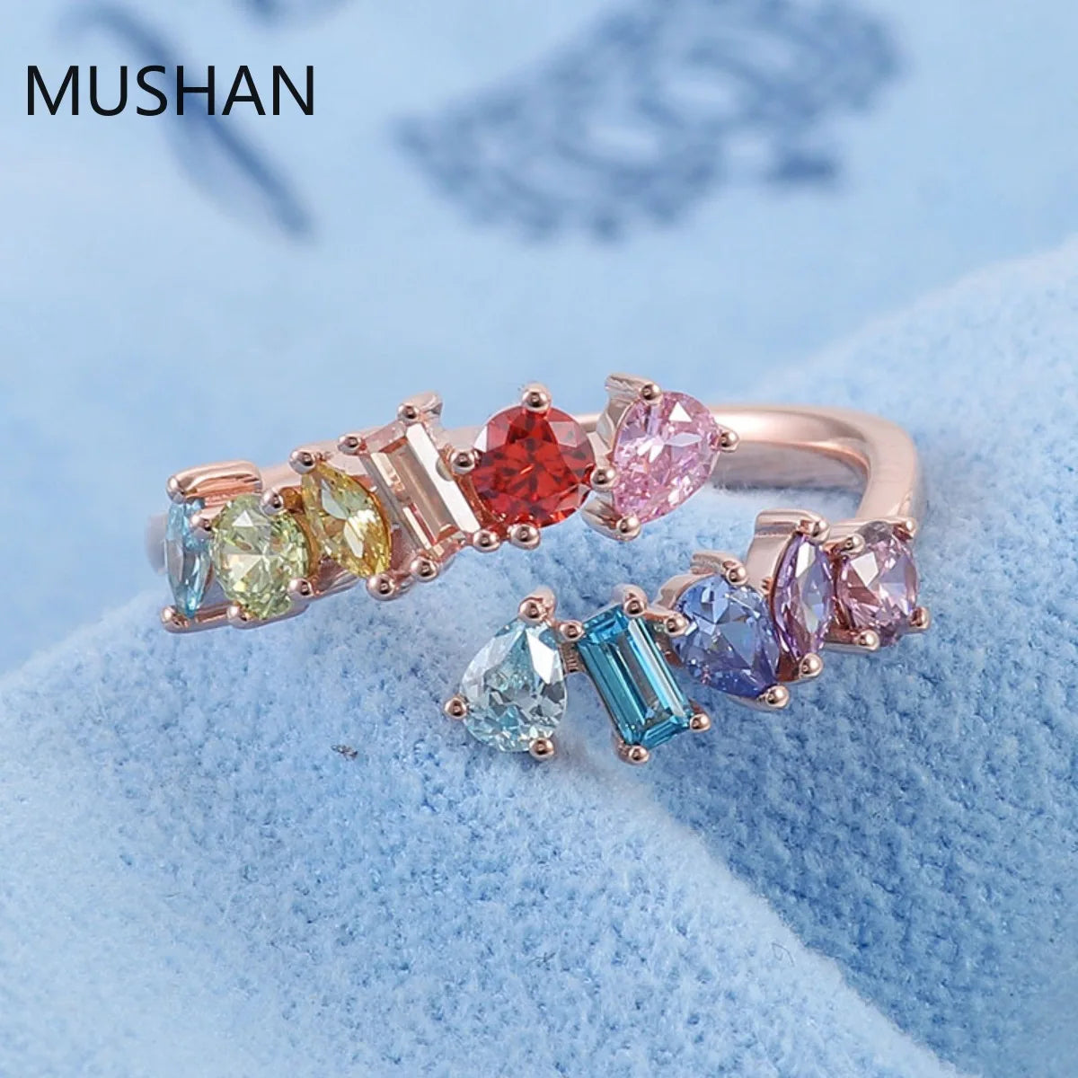 MUSHAN Luxury Custom 14K 18K Gold Rings Band Jewelry With Moissanite Diamond Lab Grown Gemstones Diamond Wedding Ring For Women