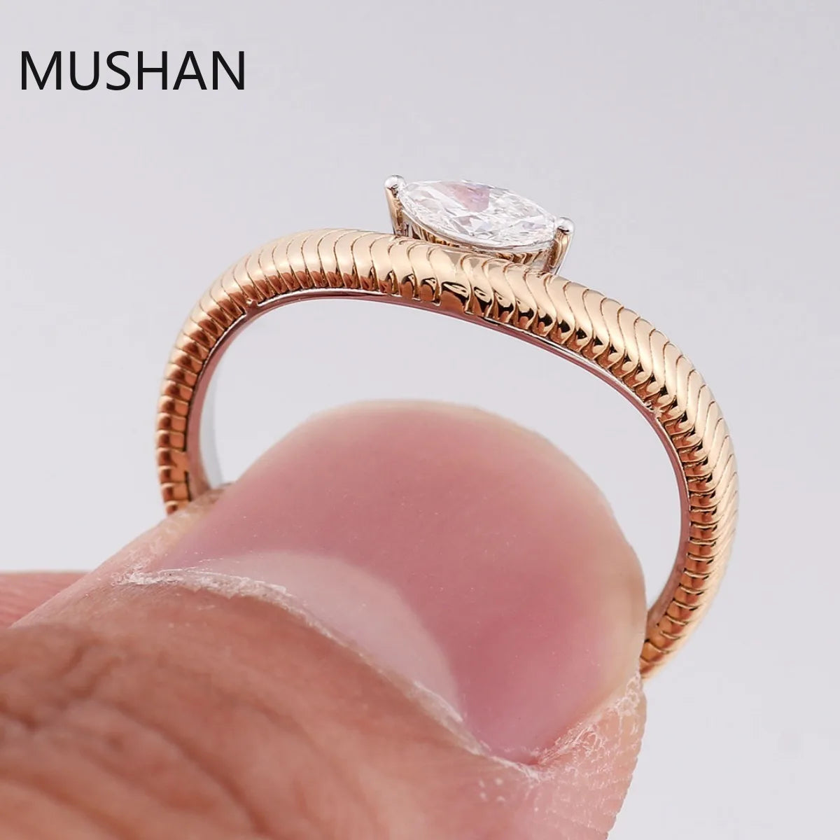 MUSHAN Luxury Custom 14K 18K Gold Rings Band Jewelry With Moissanite Diamond Lab Grown Gemstones Diamond Wedding Ring For Women