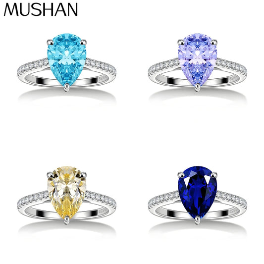 MuShan Jewelry 925 Sterling Silver Ring Wedding Band HCD Gemstones Cocktail Party Bachelorette Gift Women Rings Fine Jewelry