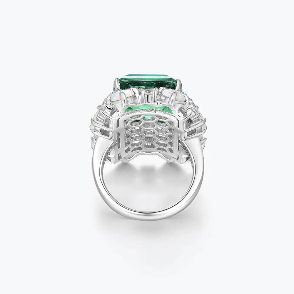Bague de fiançailles MuShan Brand Jewelry en argent sterling 925, ornée d'une émeraude de synthèse taille marquise, plaquée or 18 carats pour femme