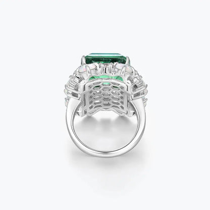 Bague de fiançailles MuShan Brand Jewelry en argent sterling 925, ornée d'une émeraude de synthèse taille marquise, plaquée or 18 carats pour femme