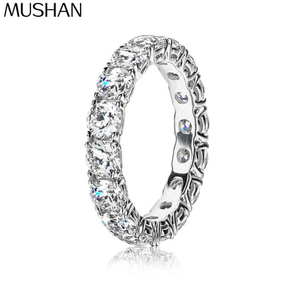Bague de luxe en argent sterling 925 de la marque MuShan, sertie d'un diamant moissanite pour maman, plaquée or 18 carats, bague fine brevetée MST