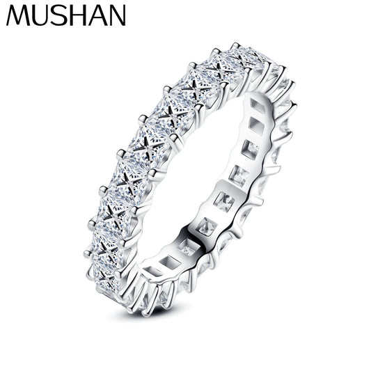 MuShan Brand Jewelry 925 Sterling Silver Ring VVS Moissanite Graduation Ring for Ladies 18K Real Gold Plated MST Patent Rings