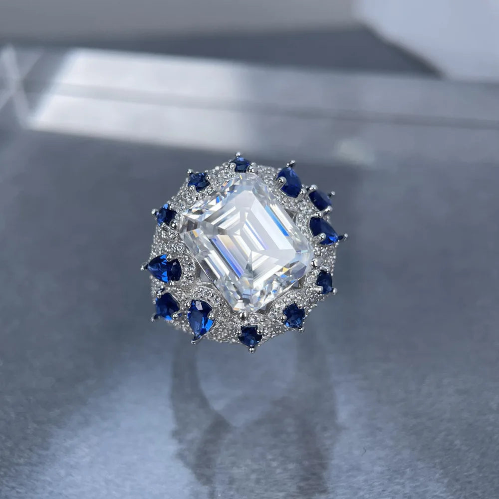 Anillo de plata de ley 925 marca MuShan con diamante de moissanita, anillo formal para esposa, chapado en oro auténtico de 18 quilates, anillos con patente MST