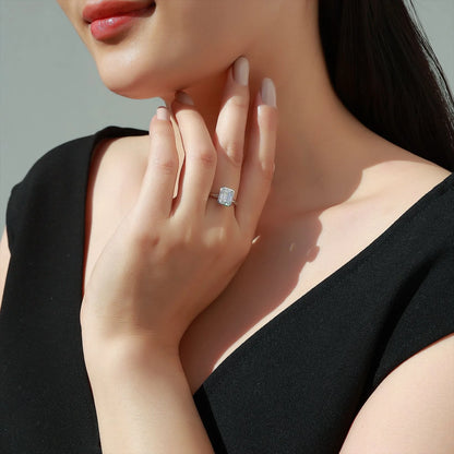 Bague MUSHAN Luxury Jewelry en argent sterling 925 pour femme, diamant moissanite taille émeraude certifié GRA, couleur D, bijou raffiné