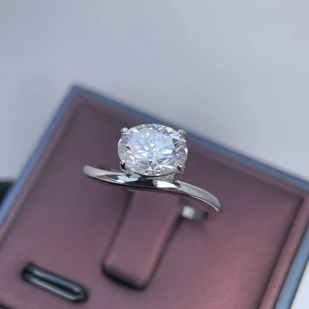 Anillo de plata de ley 925 de MuShan Luxury Jewelry, anillo minimalista de moissanita para amiga, bañado en oro de 18 quilates, joyería fina con patente MST