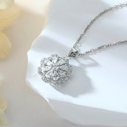 Collar con colgante de plata de ley 925 de MuShan Jewelry, cadena con piedras preciosas HCD, estilo clásico, joyería premium para mujer.